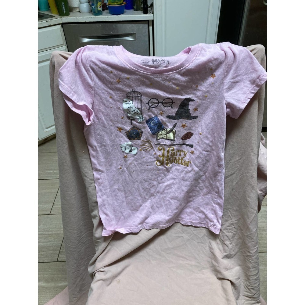 WIZARDING World Of Harry Potter Girls XL  Glitter Hedwig Pink T-Shirt